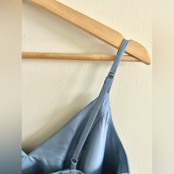 Azazie Maci Dress | Stretch Satin | Dusty Blue | Size A12 - Picture 8 of 11